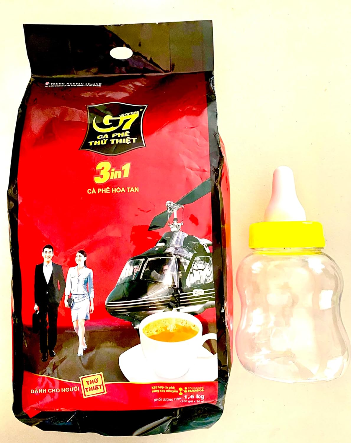 G7 3-in-1 Instant Vietnamese Coffee Strong & Bold Roast – 100 Packets (56.44 oz) with Creamer & Sugar + Free Baby Bottle Piggy Bank