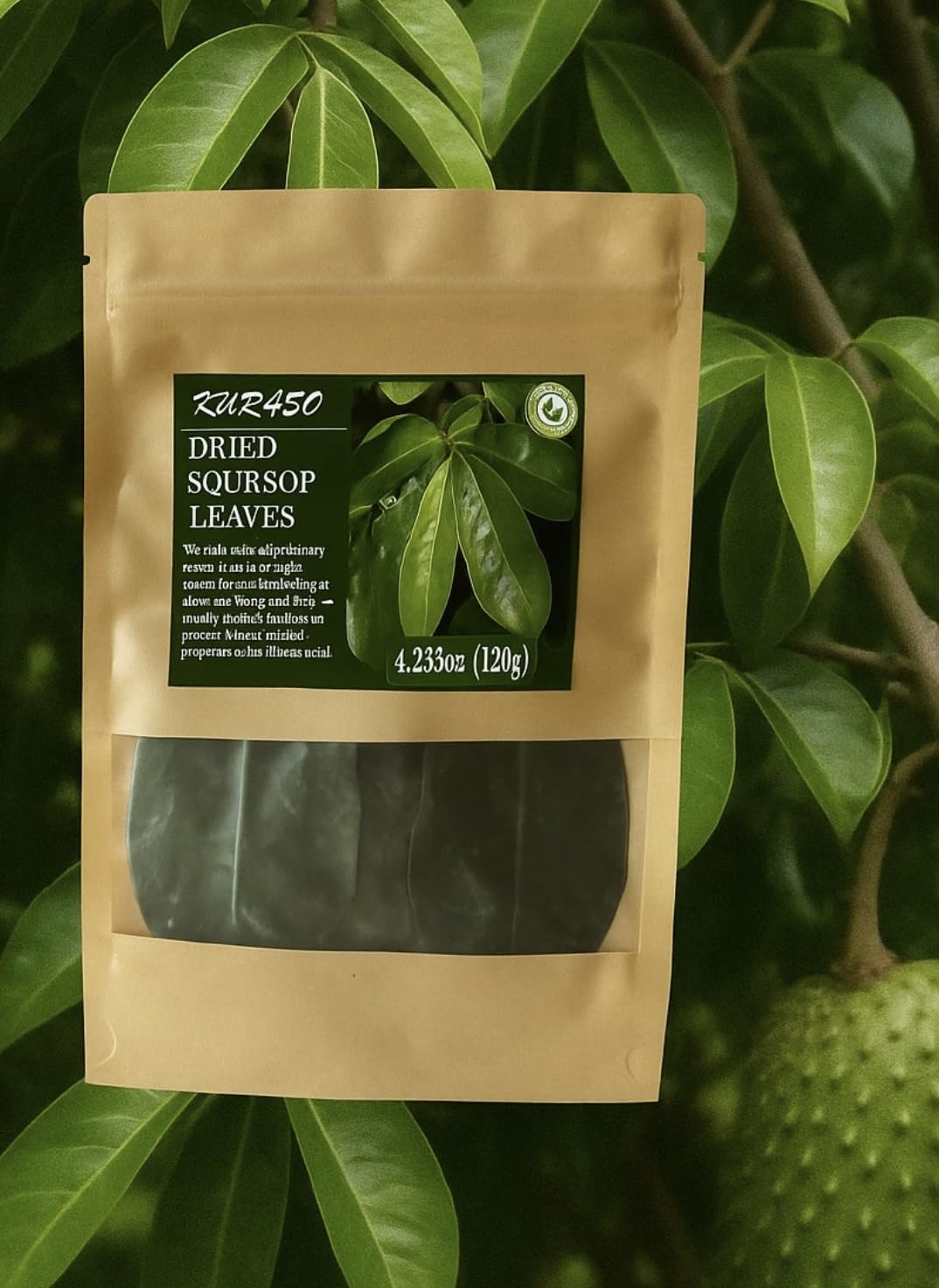 Premium Soursop Graviola Guanabana Dried Leaves for Tea, 120 gr 350-400 Soursop Leaves for Digestion, Boosting Immunity, Improving Sleep &amp; Skin Health