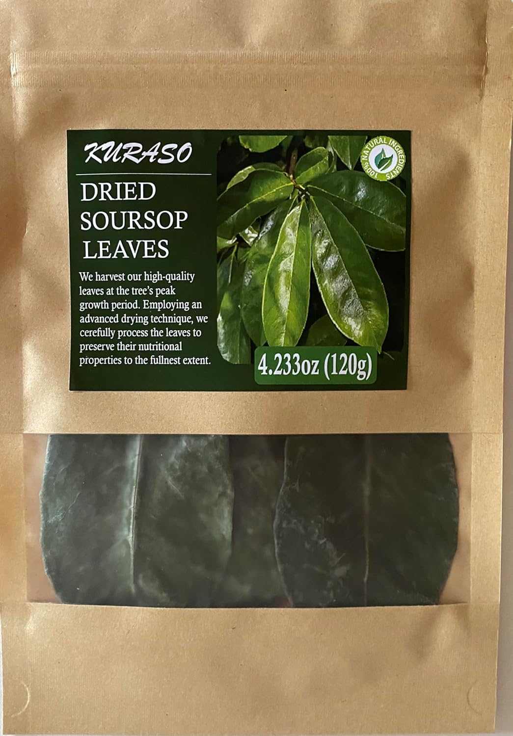 Premium Soursop Graviola Guanabana Dried Leaves for Tea, 120 gr 350-400 Soursop Leaves for Digestion, Boosting Immunity, Improving Sleep &amp; Skin Health