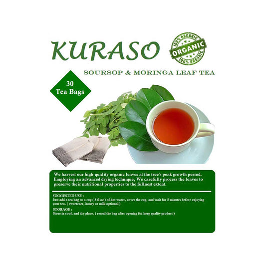 Soursop Graviola & Moringa Leaves Tea – 30 Tea Bags (60g) | 100% Natural, Antioxidant-Rich Herbal Blend