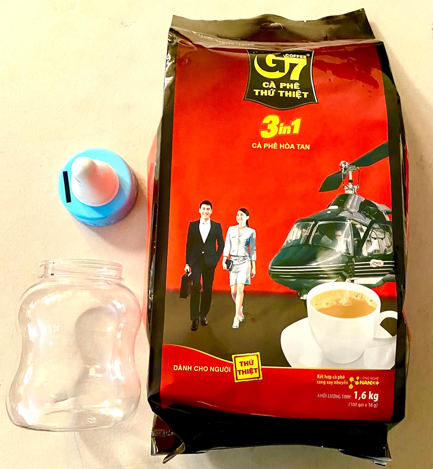 G7 3-in-1 instant coffee single serve packet with coffee creamer and sugar